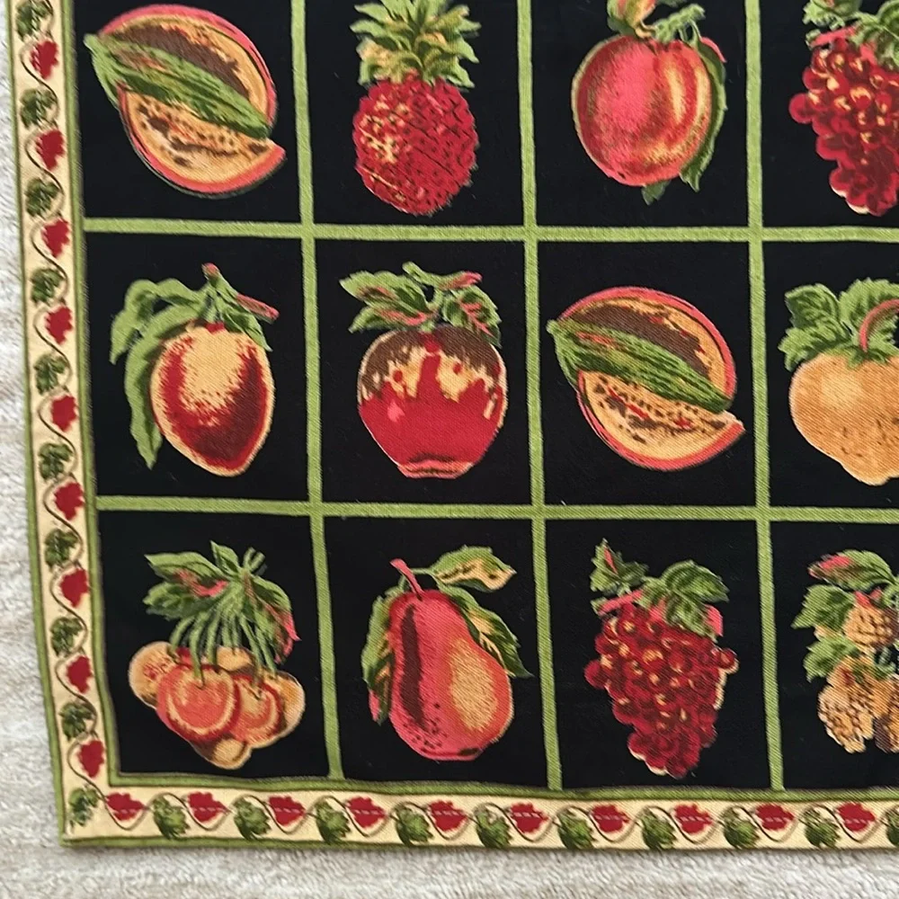 Vintage April Cornell Black Fruit Placemats Set of 2
